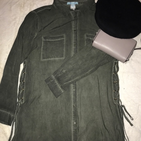 Olive Tie Detail Top - Picture 1 of 6